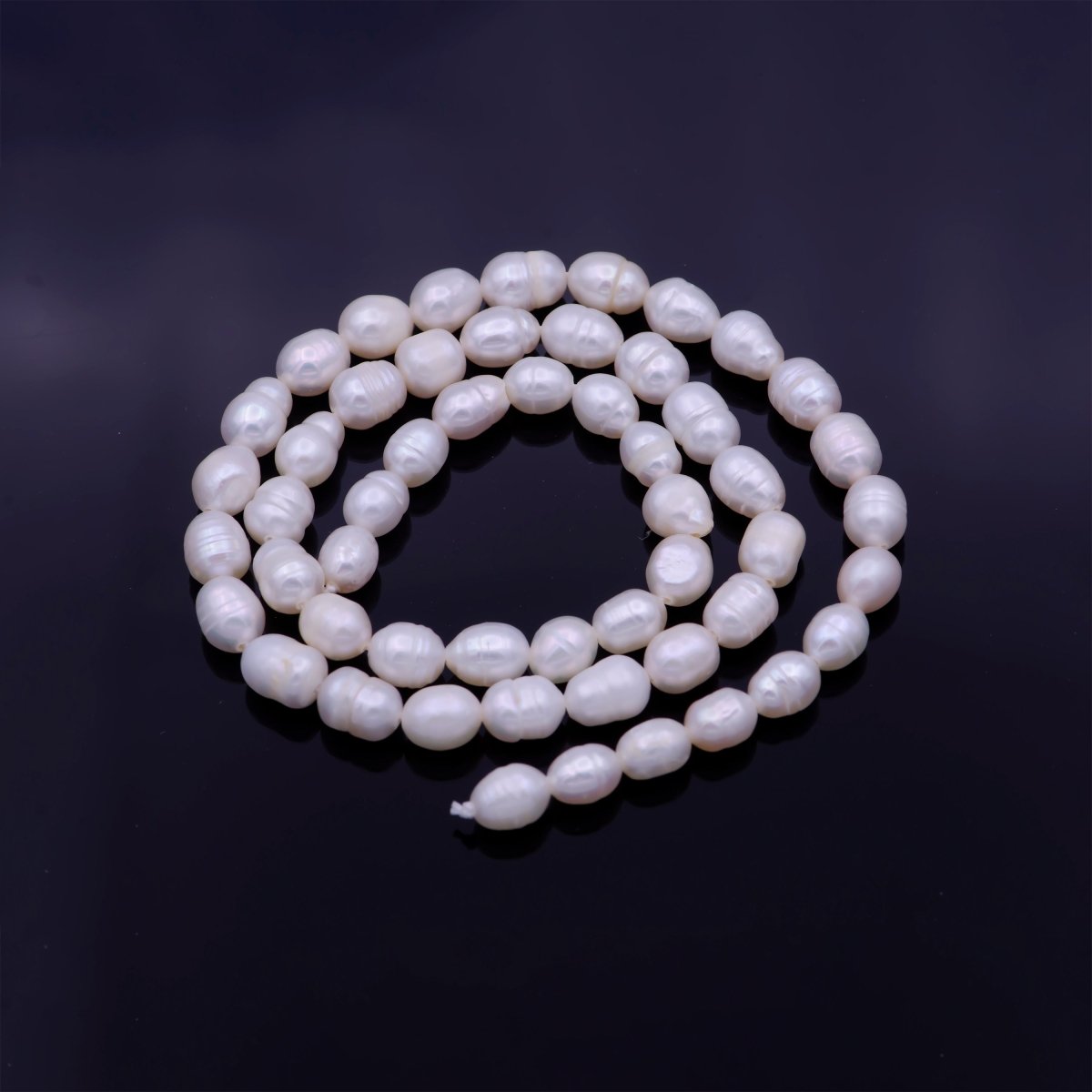 5.5mm Ringed AAA White Freshwater Pearl 53pcs Full Strand | WA-1329 Clearance Pricing
