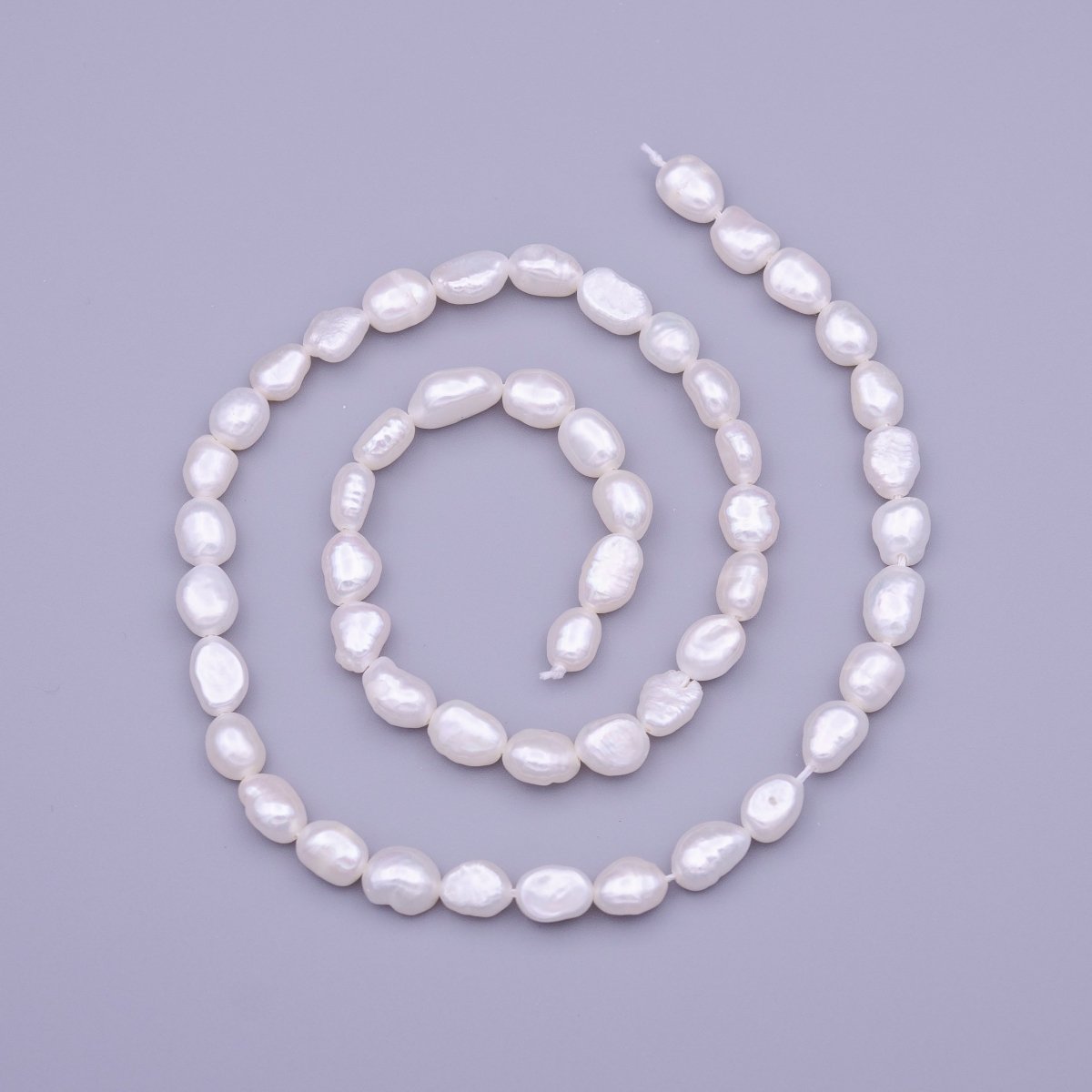 5.6mm Button Natural White Freshwater Pearl 51pcs Full Strand | WA-1312 Clearance Pricing