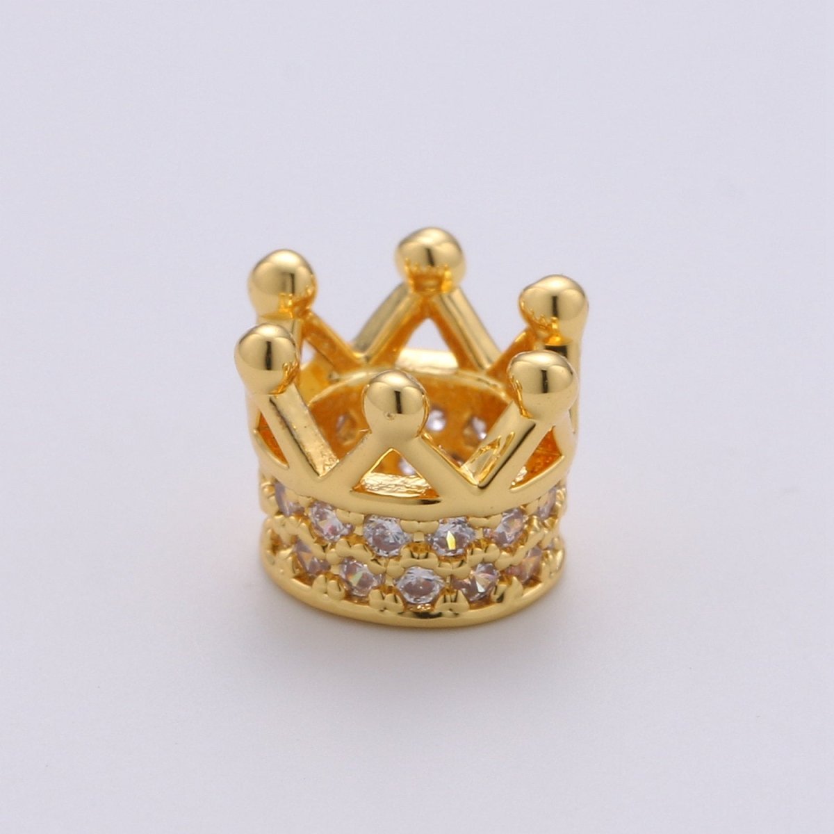 6MM Beads CZ Micro  Crown Beads Large Hole Crown Spacer Beads, Cubic Zirconia Crown Beads, CZ Big Hole Crown Charm Bracelet B-299