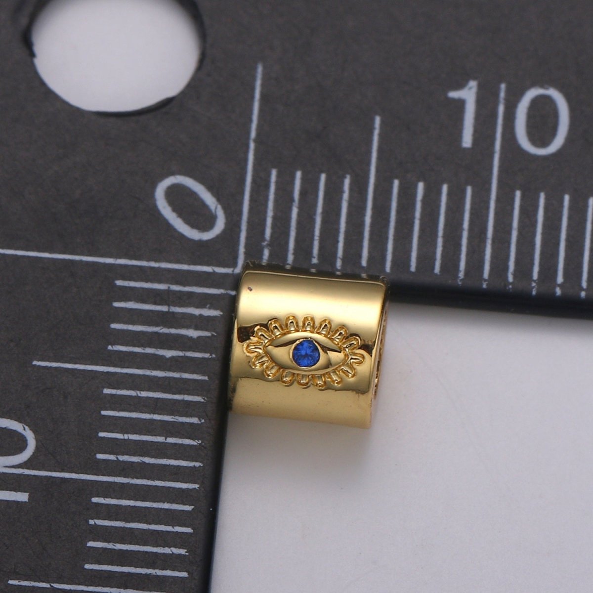 6mm Blue Evil Eye CZ Beads Solitaire Beads cylinder Beads Spacer Charm for Bracelet Necklace Supply 4mm hole, B-418
