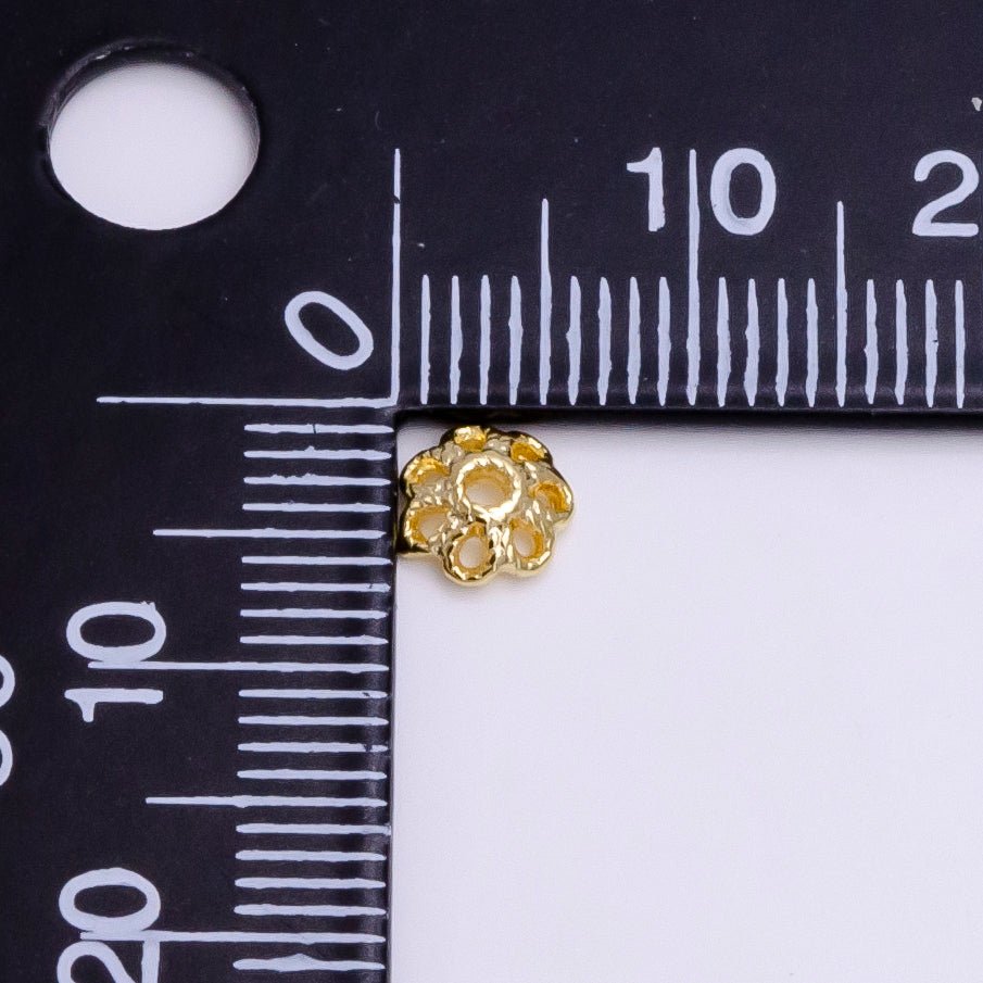6mm Gold Filled Flower Bead Cap, Dainty Floral Bead Toppers, Bead Making Supply Z-919