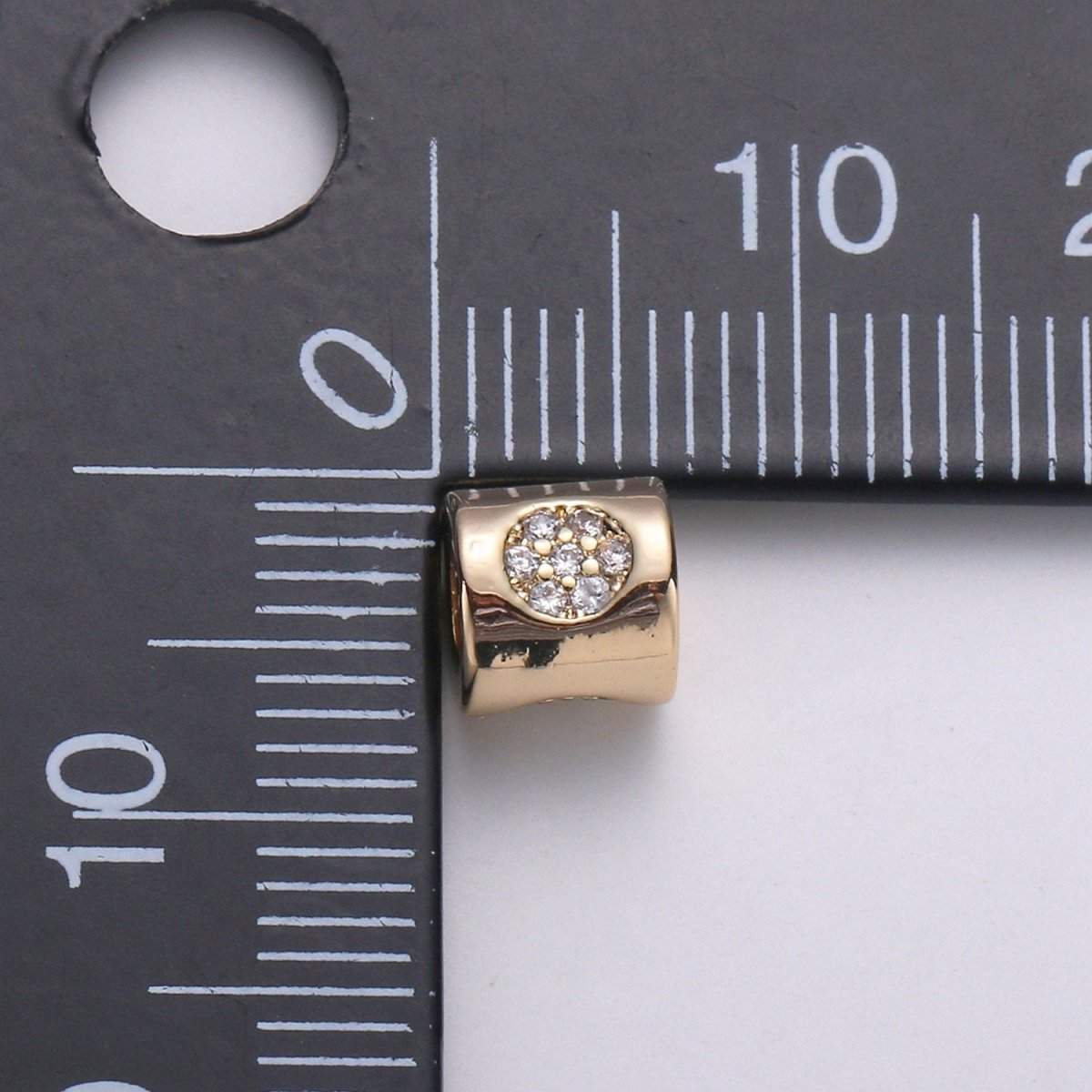 6mm Tiny Bead CZ Gold Beads Round Bead cylinder Cubic Beads for Bracelet Necklace Supply Large Hole Beads 3mm hole