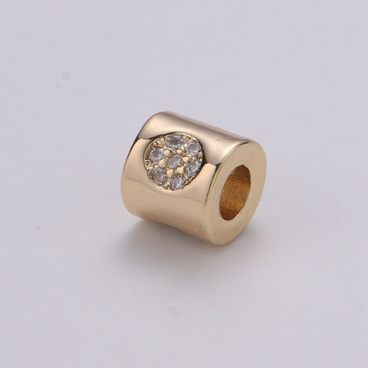 6mm Tiny Bead CZ Gold Beads Round Bead cylinder Cubic Beads for Bracelet Necklace Supply Large Hole Beads 3mm hole
