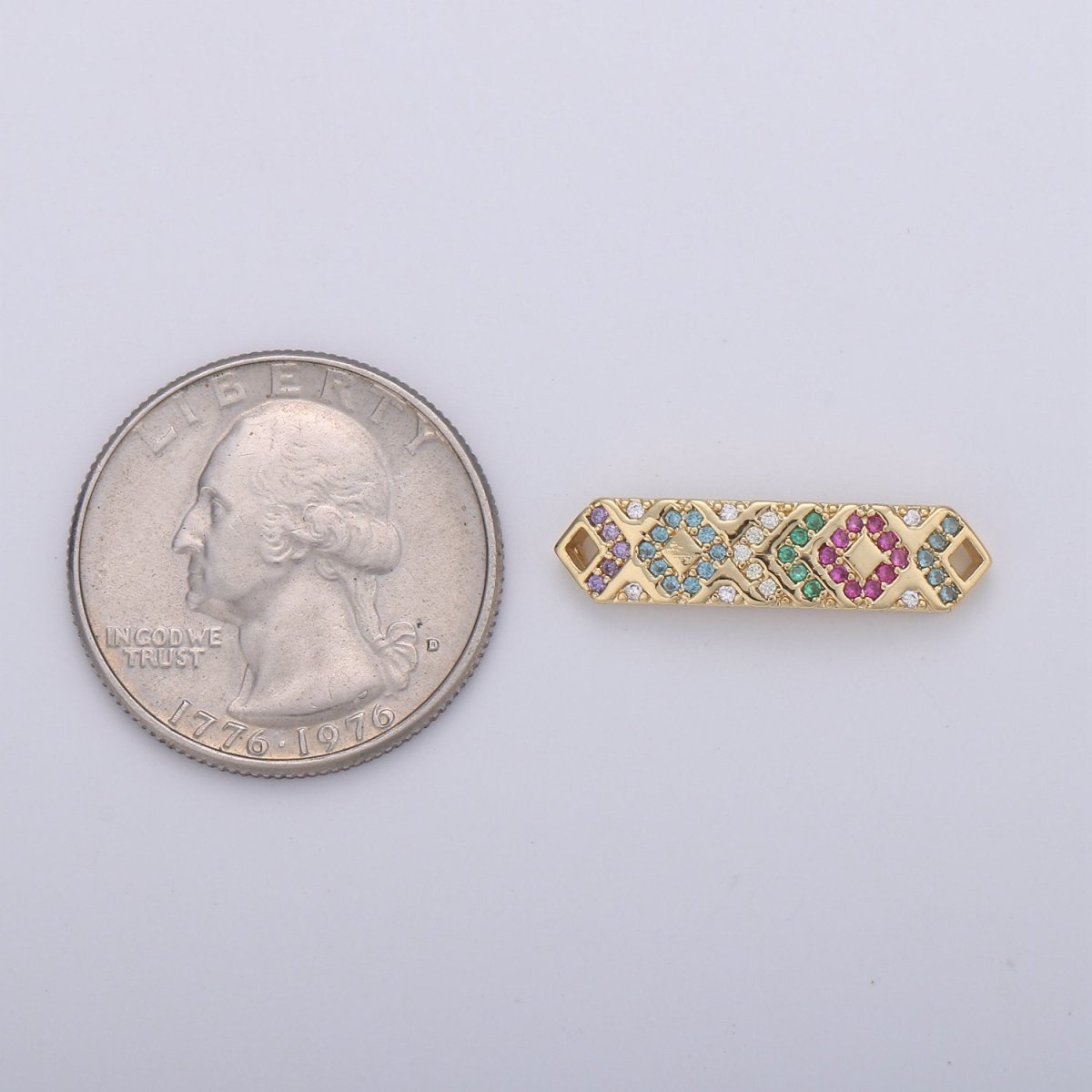 6x25mm 14k Gold Filled CZ Bar, Micro Pave Bar, Bracelet Bar, CZ Bracelet, Bracelet Connector, Colorful Cubic Bracelet Connector D-082