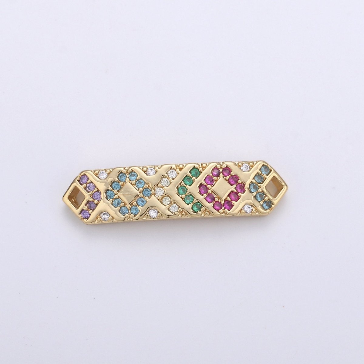 6x25mm 14k Gold Filled CZ Bar, Micro Pave Bar, Bracelet Bar, CZ Bracelet, Bracelet Connector, Colorful Cubic Bracelet Connector D-082