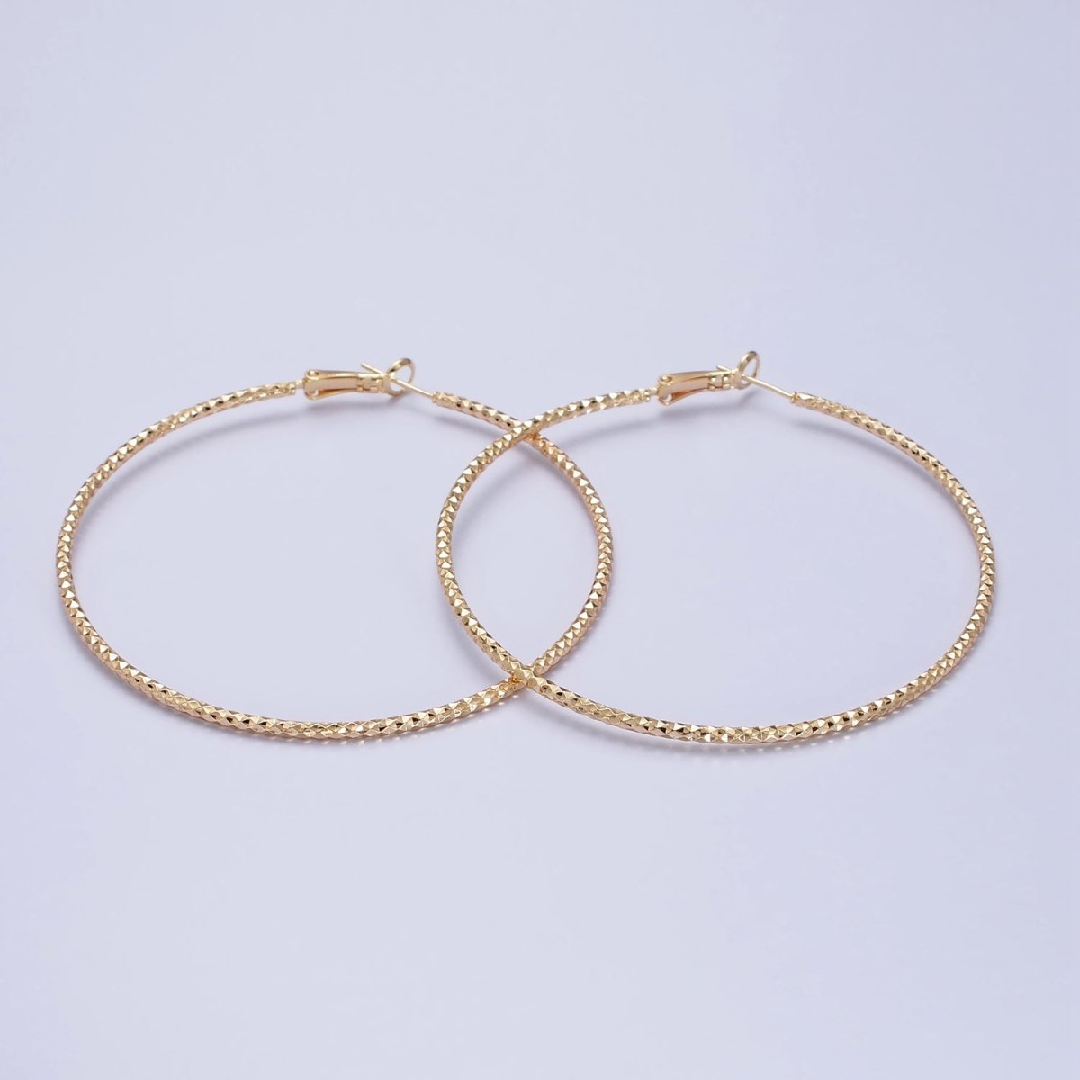 70mm, 60mm Gold Filled Rhombus Dented Geometric Hinge Latch Earrings in Gold & Silver | AB495 - AB498