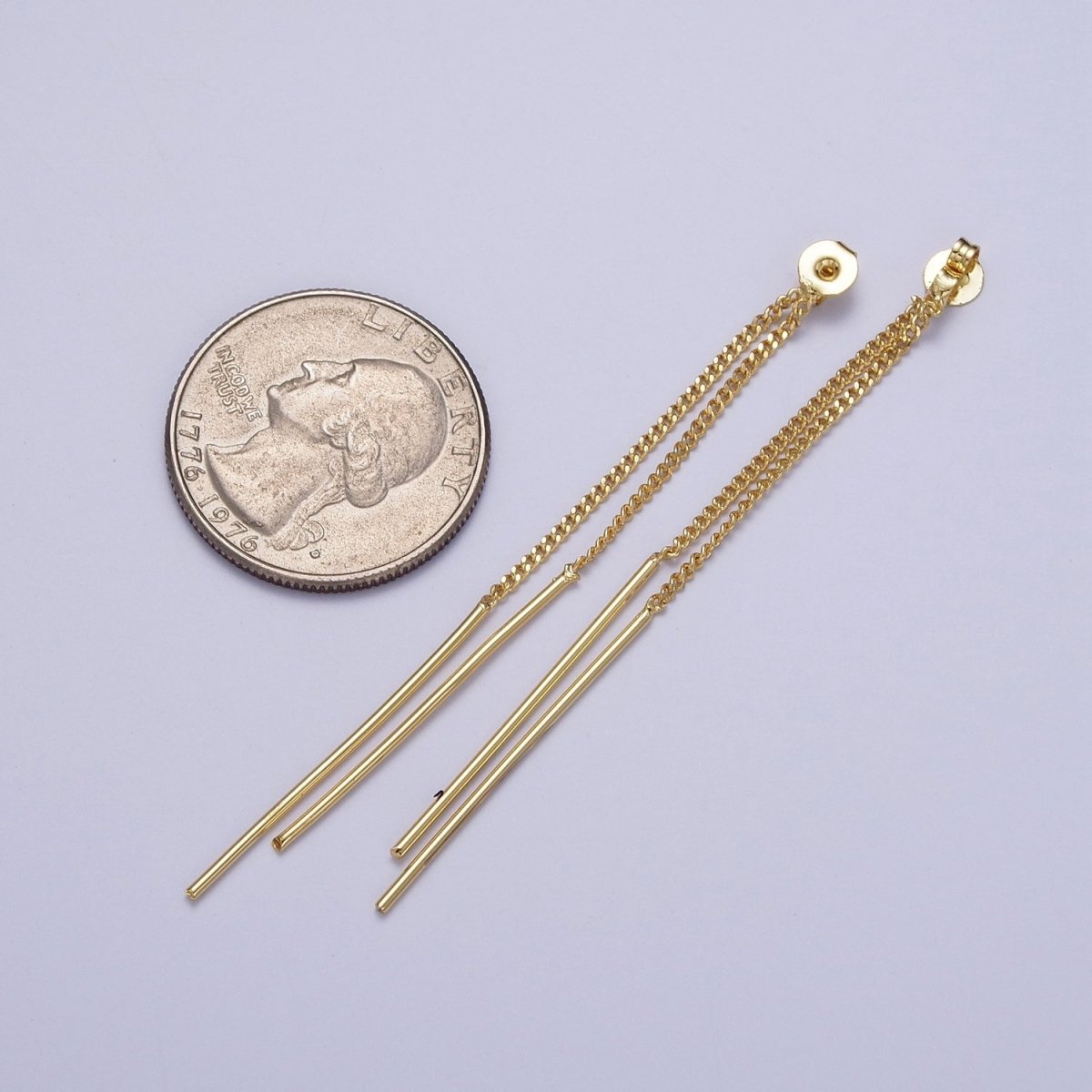 72.5mm Double Curb Chain Link Needle Earring Backing Stopper Jewelry Finding Supply | K067