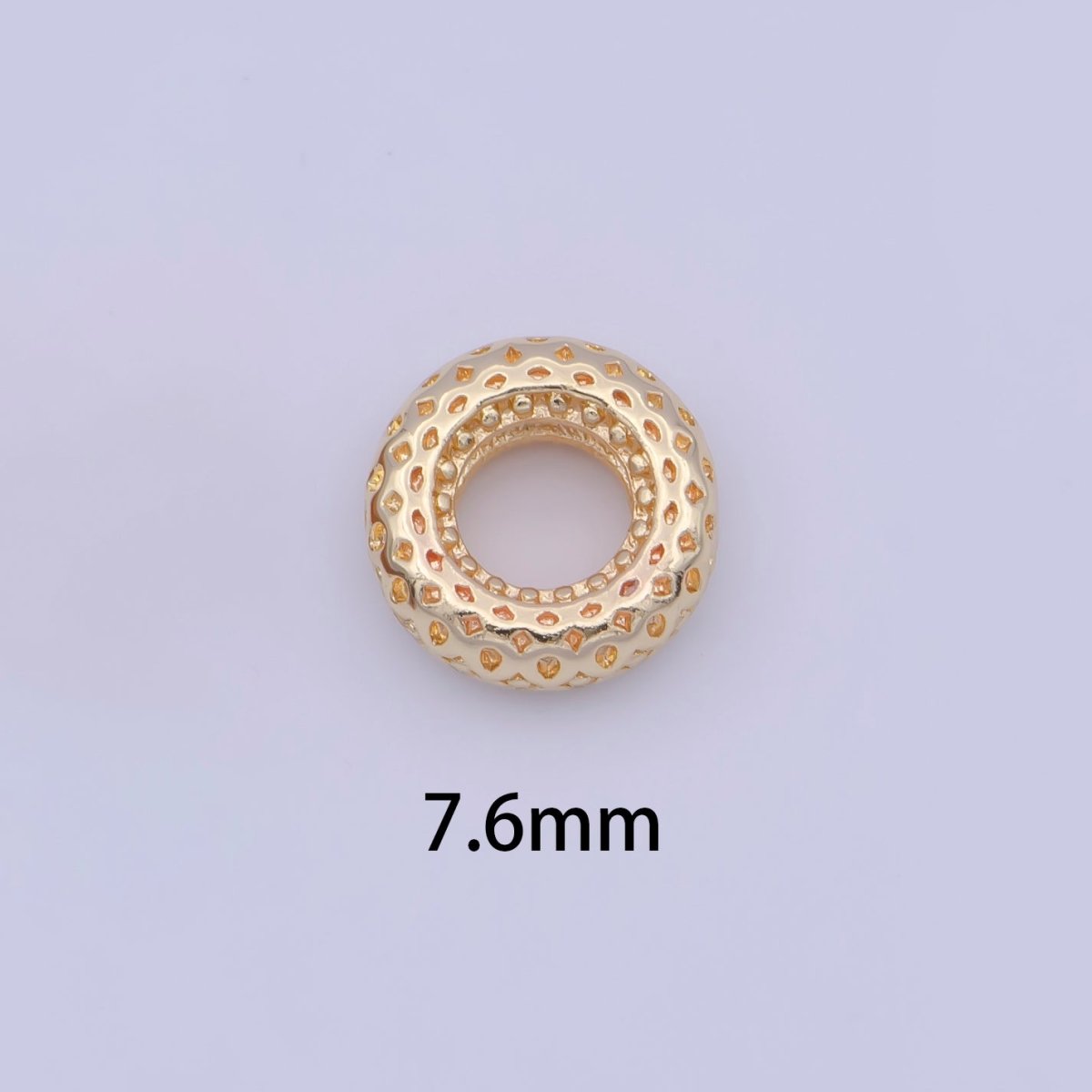 7.5mm Rhombus Filigree Textured Round Spacer Bead Jewelry Making Supply | K-318