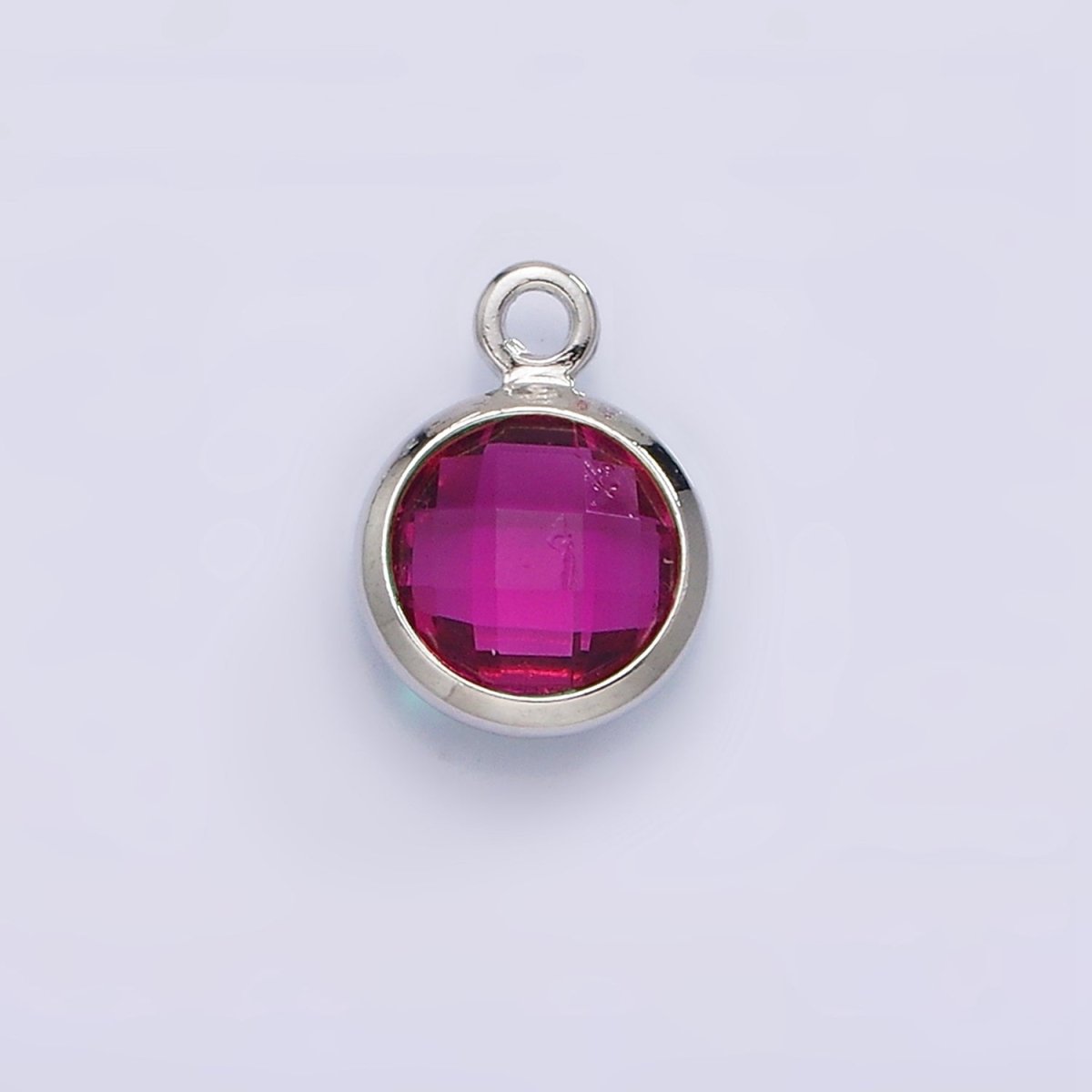 7mm CZ-Birthstone Charm Dainty Round Faceted CZ Birthstone Pendant, Personalized Jewelry N-1173 - N-1184