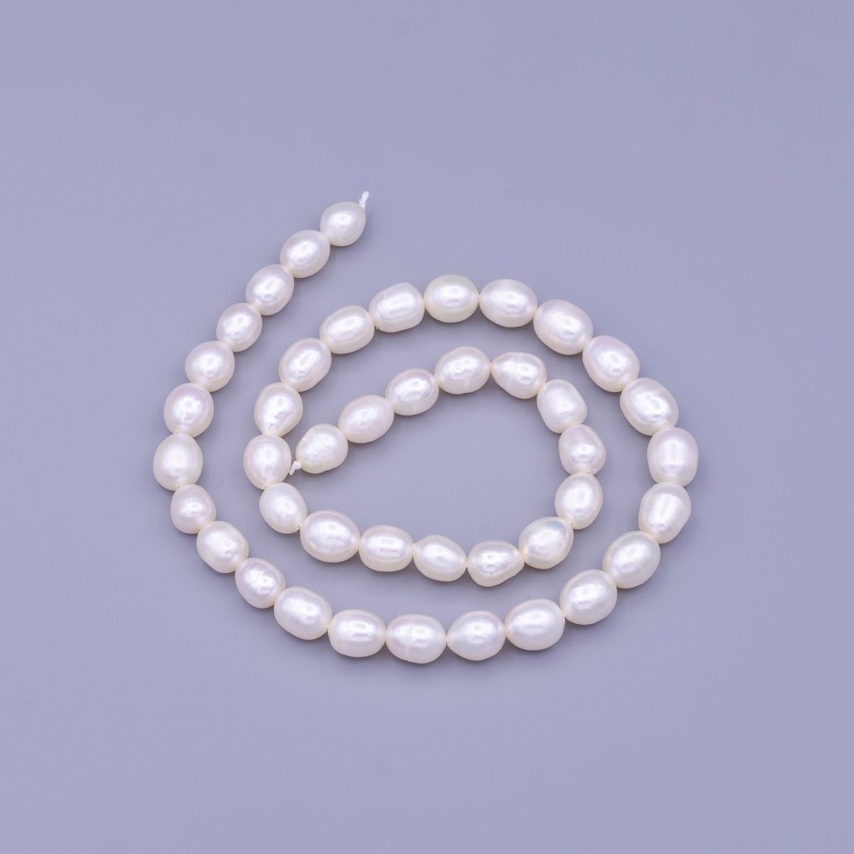 7mm Ringed Oval Freshwater Pearl 45 Pieces/Strand Jewelry Making Finding Supply | WA-1666 Clearance Pricing
