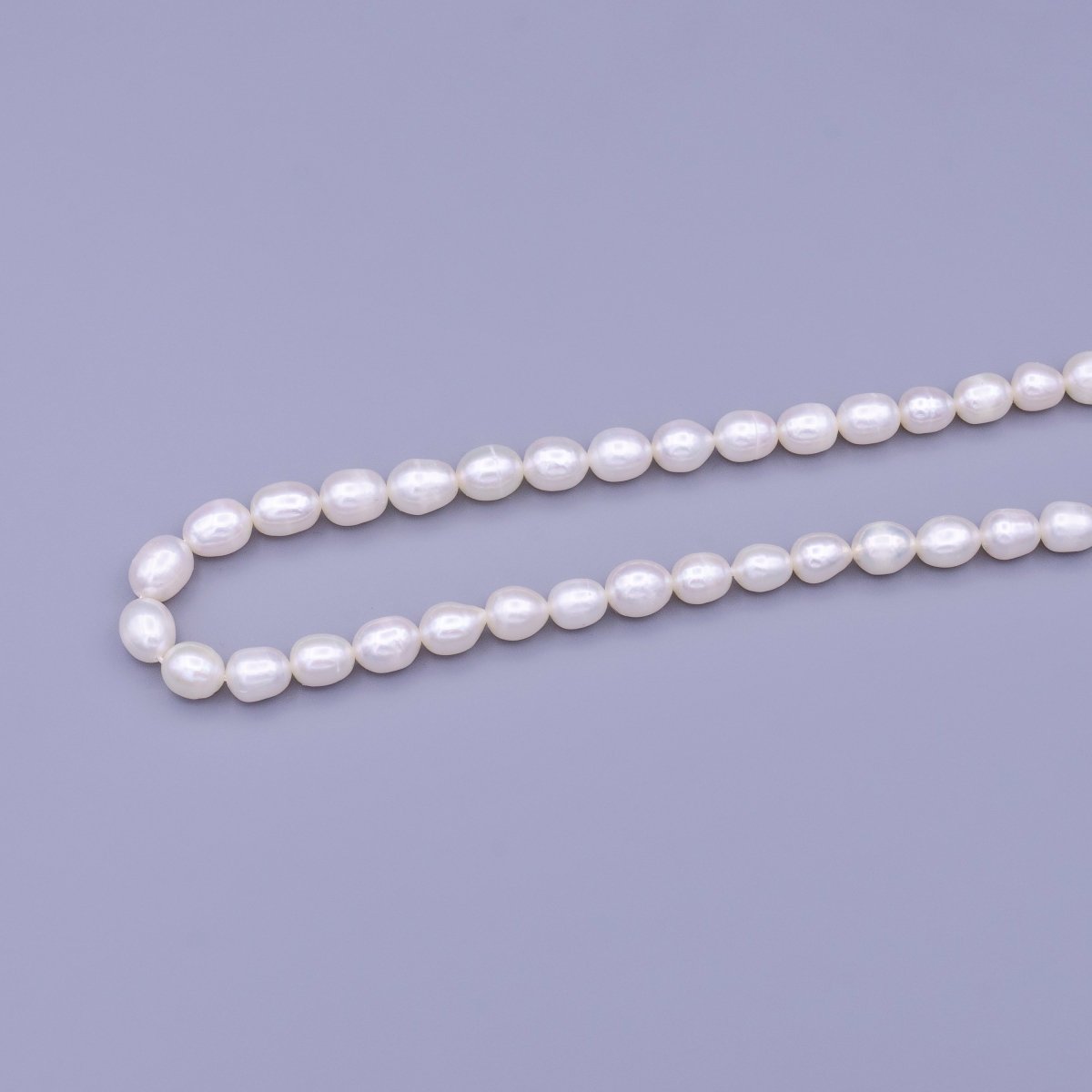 7mm Ringed Oval Freshwater Pearl 45 Pieces/Strand Jewelry Making Finding Supply | WA-1666 Clearance Pricing
