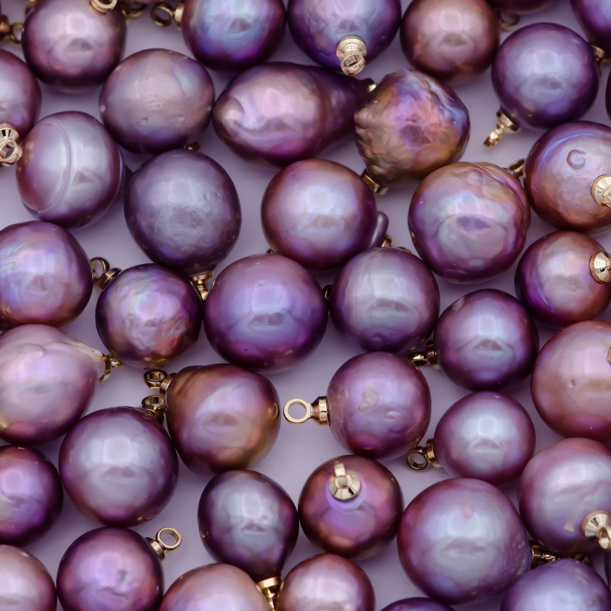 8.5mm-12mm Edison Purple Round Freshwater Baroque Pearl Charm For Jewelry Making | X7-21