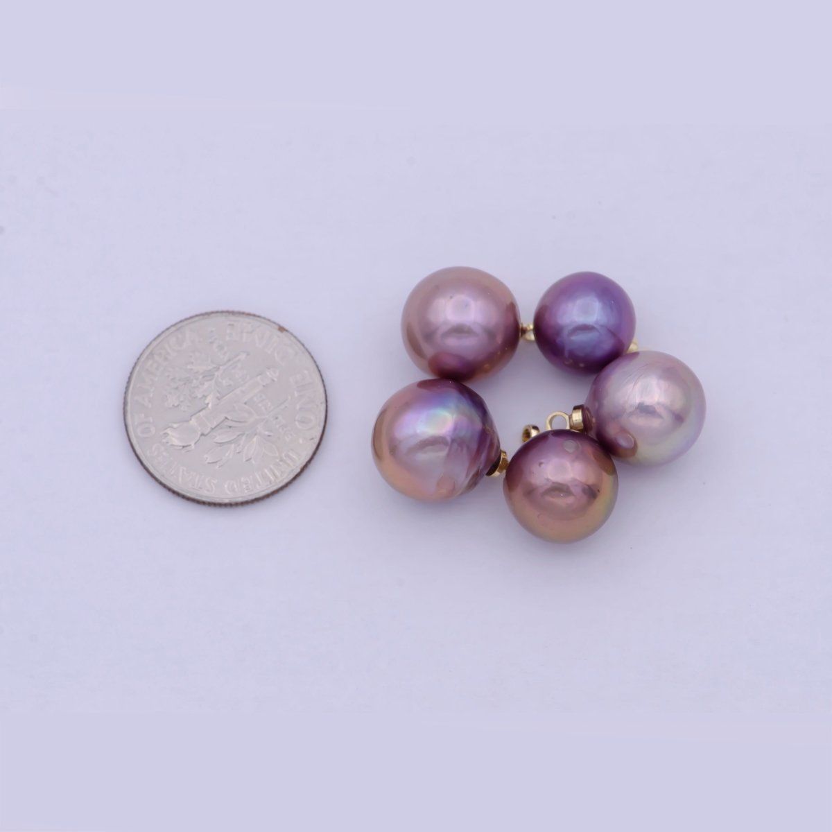 8.5mm-12mm Edison Purple Round Freshwater Baroque Pearl Charm For Jewelry Making | X7-21
