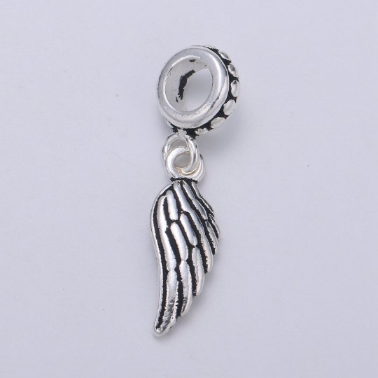 925 Sterling Silver Angel Wing Charm, Celestial Charm Silver Bird Bead for Necklace Bracelet Earring, Dangle Bead Charm,SL-117