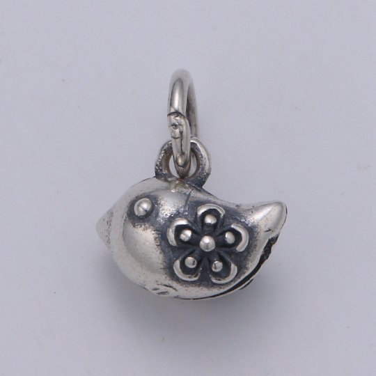 925 Sterling Silver Baby Bird Charm, ANimal Charm Silver Flower Charm for Necklace Bracelet Earring, Spring Charm, SL-HJ-185