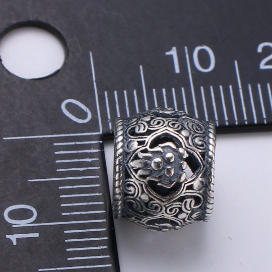 925 Sterling Silver Bali Style Flower Bead, Floral Bead Silver Flower Bead for Bracelet Spacer Component, Blooming Flower Bead SL-214