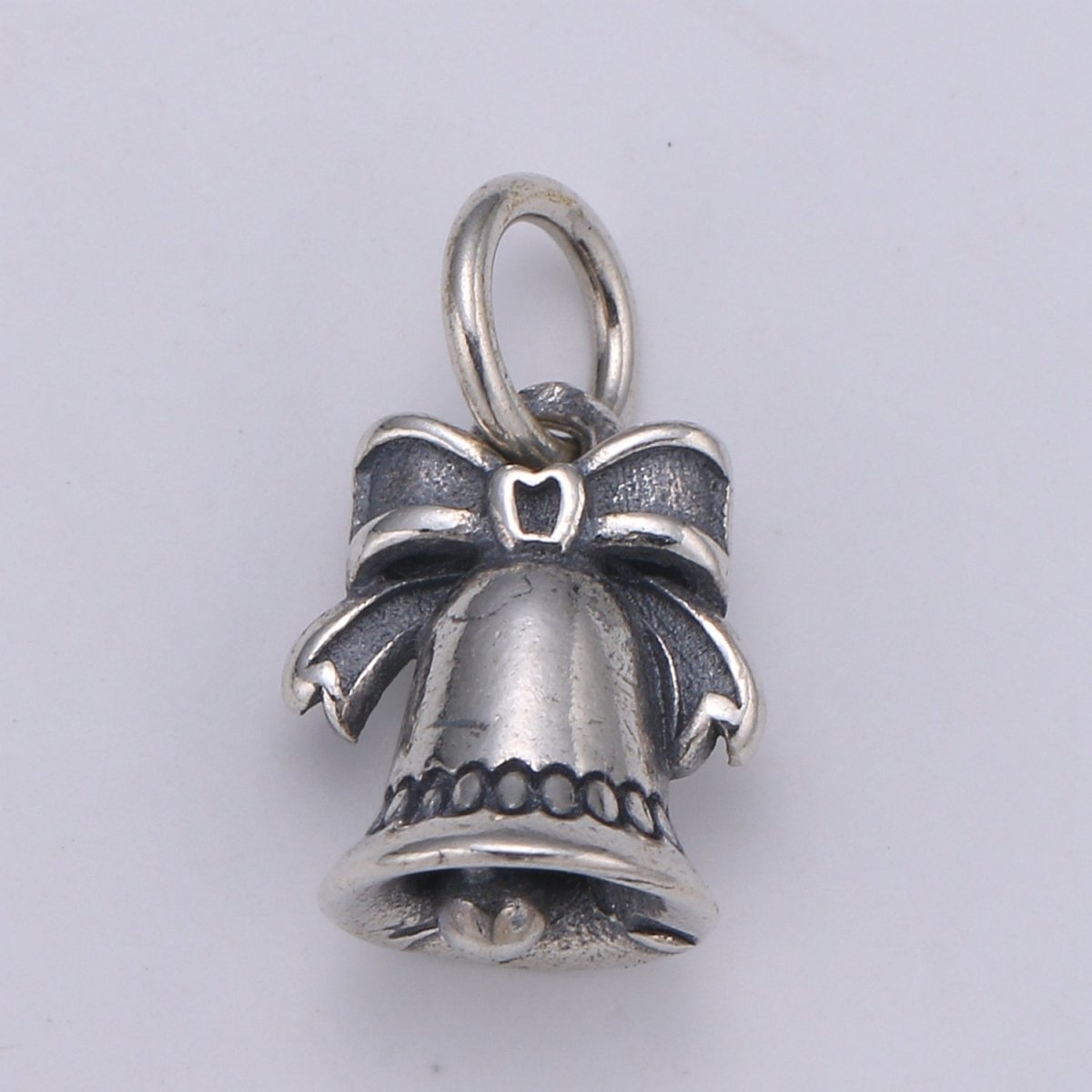 925 Sterling Silver Bell Charm, Bow Charm Silver Christmas Bell Charm for Necklace Bracelet Earring, New Year Bells Charm SL-084