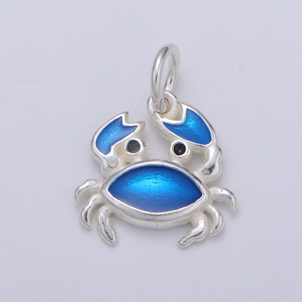 925 Sterling Silver Blue Crab Charm, Beach Charm Silver Animal Charm for Necklace Bracelet Earring, Ocean Charm SL-047