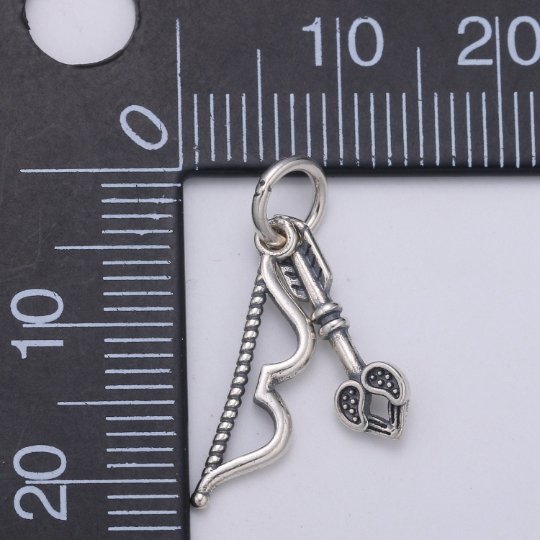 925 Sterling Silver Bow and Arrow Charm, Love Charm Silver Cupid Charm for Necklace Bracelet Earring, Cupid Bow Charm, SL-159
