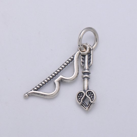 925 Sterling Silver Bow and Arrow Charm, Love Charm Silver Cupid Charm for Necklace Bracelet Earring, Cupid Bow Charm, SL-159