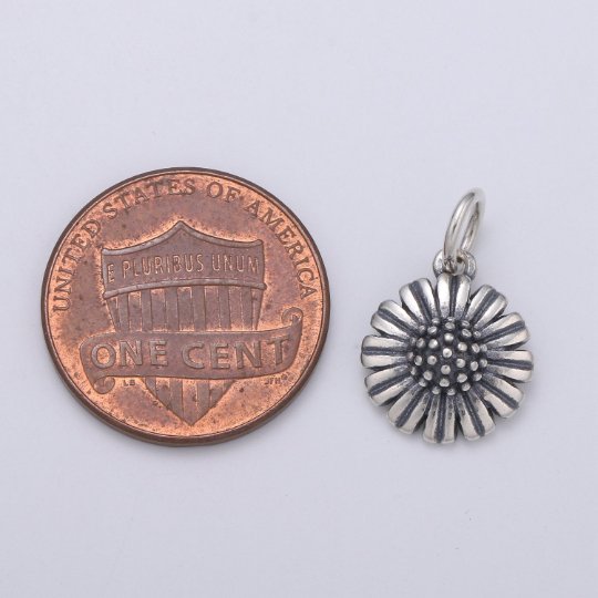 925 Sterling Silver Chrysanthemum Flower Charm, Floral Charm Silver Flower Charm for Necklace Bracelet Earring, Chrysanthemum Charm SL-192