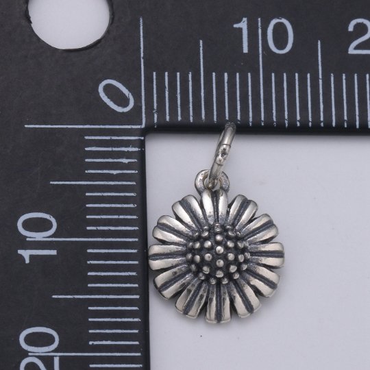925 Sterling Silver Chrysanthemum Flower Charm, Floral Charm Silver Flower Charm for Necklace Bracelet Earring, Chrysanthemum Charm SL-192