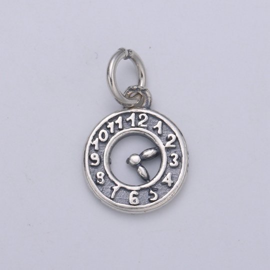 925 Sterling Silver Clock Charm, Time Charm Silver Watch Charm for Necklace Bracelet Earring, Pocketwatch Charm SL-139