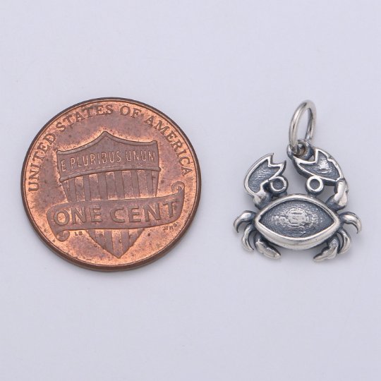 925 Sterling Silver Crab Charm, Animal Charm Silver Baby Crab Charm for Necklace Bracelet Earring, Crustacean Charm SL-120