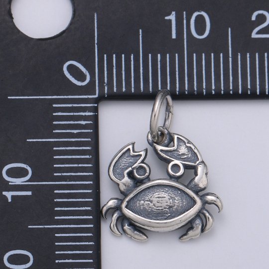 925 Sterling Silver Crab Charm, Animal Charm Silver Baby Crab Charm for Necklace Bracelet Earring, Crustacean Charm SL-120