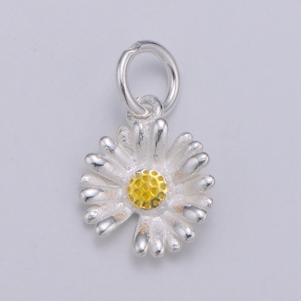 925 Sterling Silver Daisy Charm, Floral Charm Silver Flower Charm for Necklace Bracelet Earring, Yellow Daisy Charm SL-045