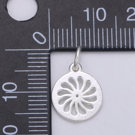 925 Sterling Silver Flower Charm, Spinning Flower Charm Silver Floral Charm for Necklace Bracelet Earring, Flower Charm SL-130