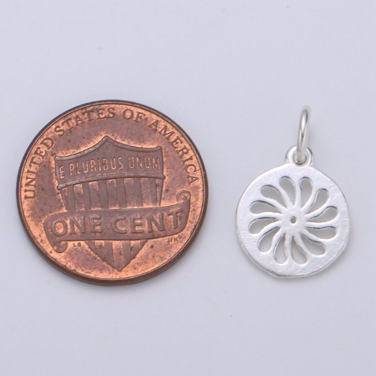 925 Sterling Silver Flower Charm, Spinning Flower Charm Silver Floral Charm for Necklace Bracelet Earring, Flower Charm SL-130