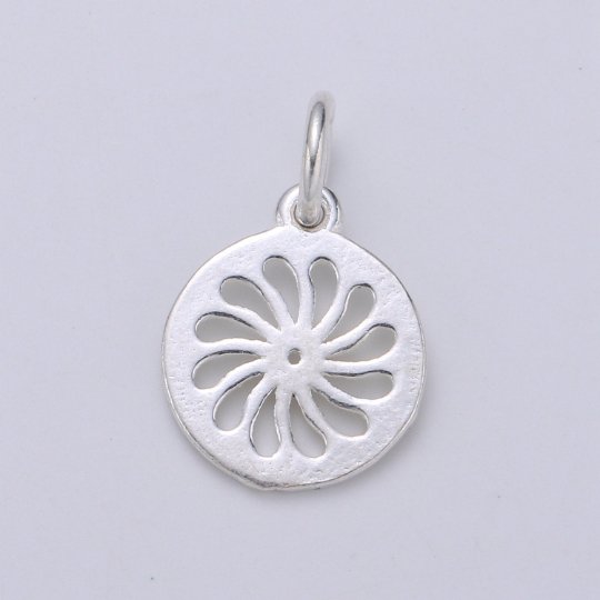 925 Sterling Silver Flower Charm, Spinning Flower Charm Silver Floral Charm for Necklace Bracelet Earring, Flower Charm SL-130