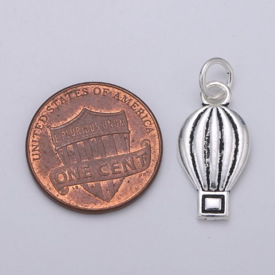 925 Sterling Silver Hot Air Balloon Charm, Cute Charm Silver Hot Air Balloon Charm for Necklace Bracelet Earring, Balloon Charm SL-126