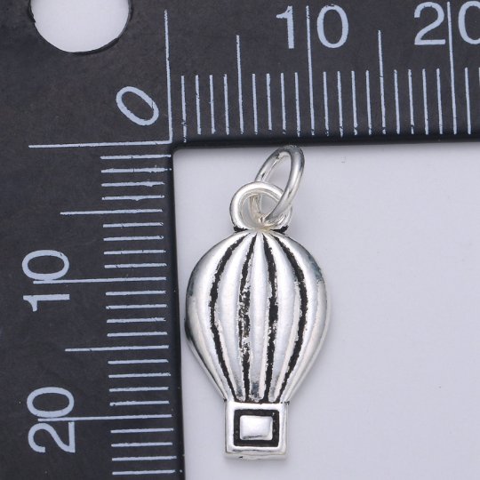 925 Sterling Silver Hot Air Balloon Charm, Cute Charm Silver Hot Air Balloon Charm for Necklace Bracelet Earring, Balloon Charm SL-126