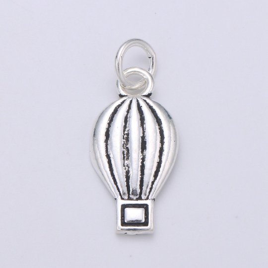 925 Sterling Silver Hot Air Balloon Charm, Cute Charm Silver Hot Air Balloon Charm for Necklace Bracelet Earring, Balloon Charm SL-126