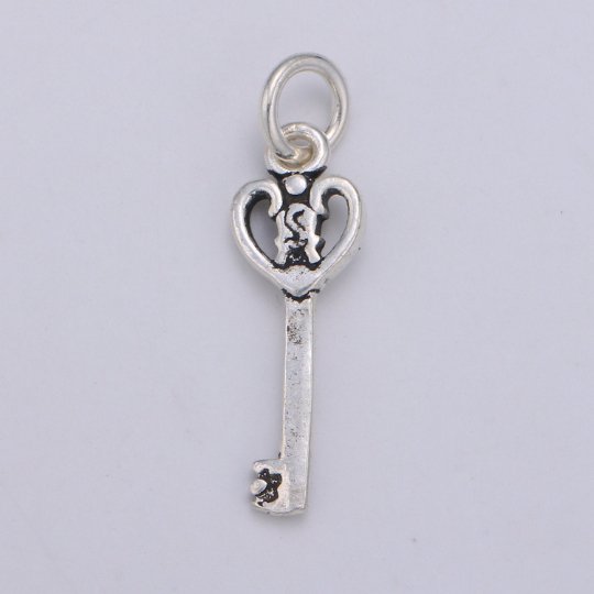 925 Sterling Silver Key Charm,  Antique Key Charm Lock and Key Charm for Necklace Bracelet Earring Component Supply, SL-HJ-81