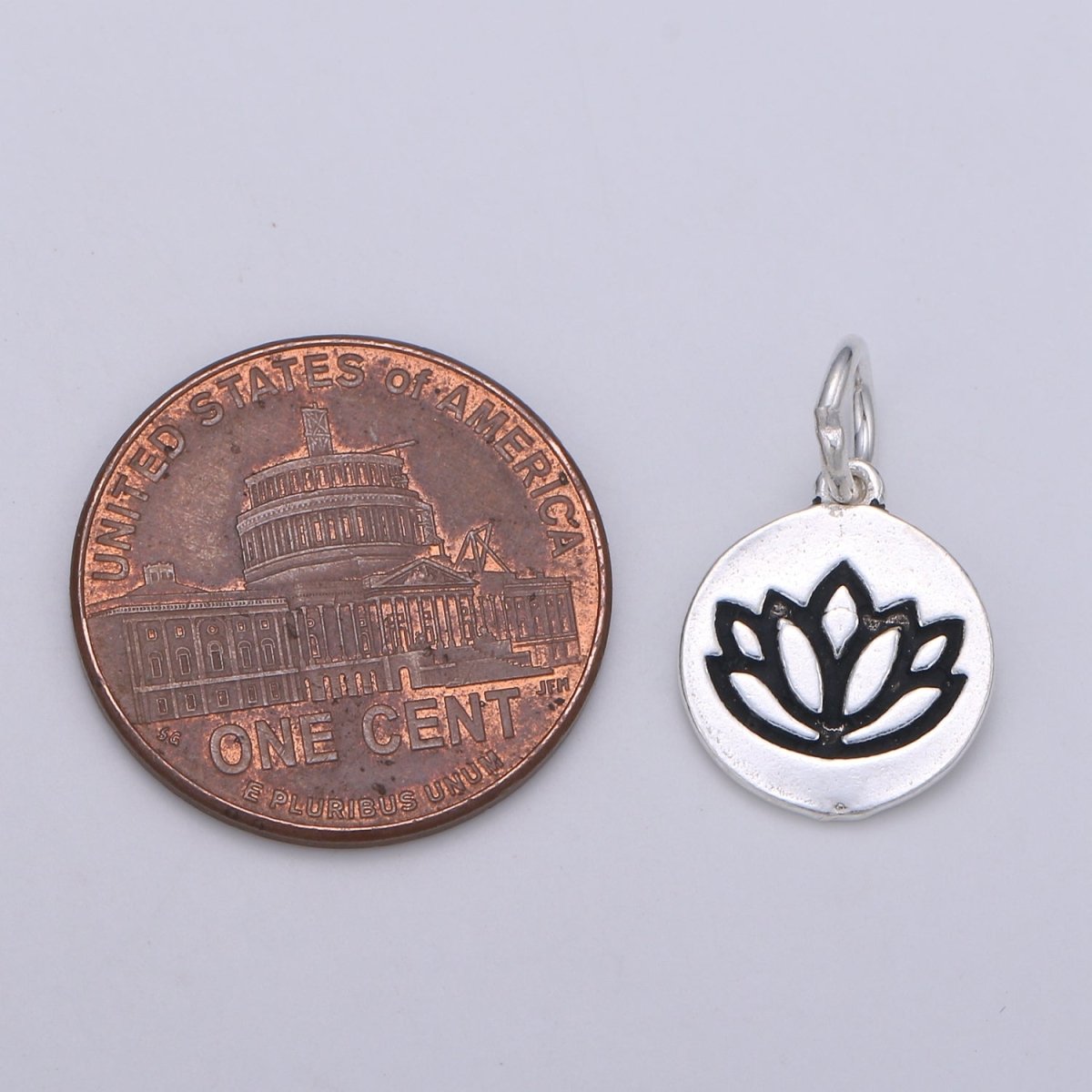 925 Sterling Silver Lotus Flower Charm, Floral Charm Silver Flower Charm for Necklace Bracelet Earring, Lotus Charm SL-097
