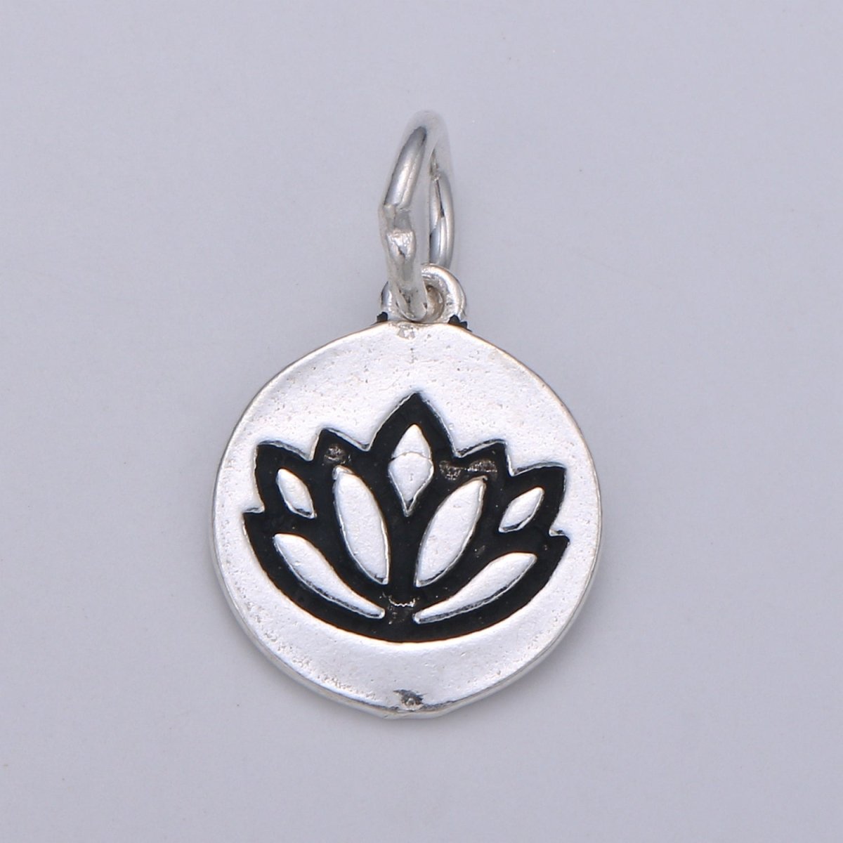 925 Sterling Silver Lotus Flower Charm, Floral Charm Silver Flower Charm for Necklace Bracelet Earring, Lotus Charm SL-097