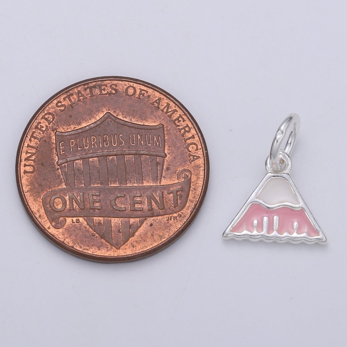 925 Sterling Silver Pink Volcano Charm, Vacation Charm Silver Bag Charm for Necklace Bracelet Earring, Purse Charm SL-052