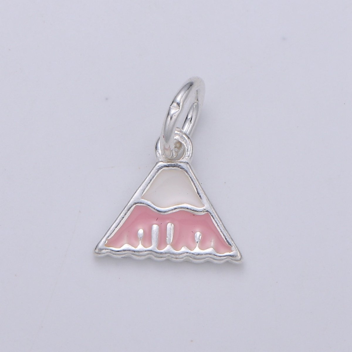 925 Sterling Silver Pink Volcano Charm, Vacation Charm Silver Bag Charm for Necklace Bracelet Earring, Purse Charm SL-052