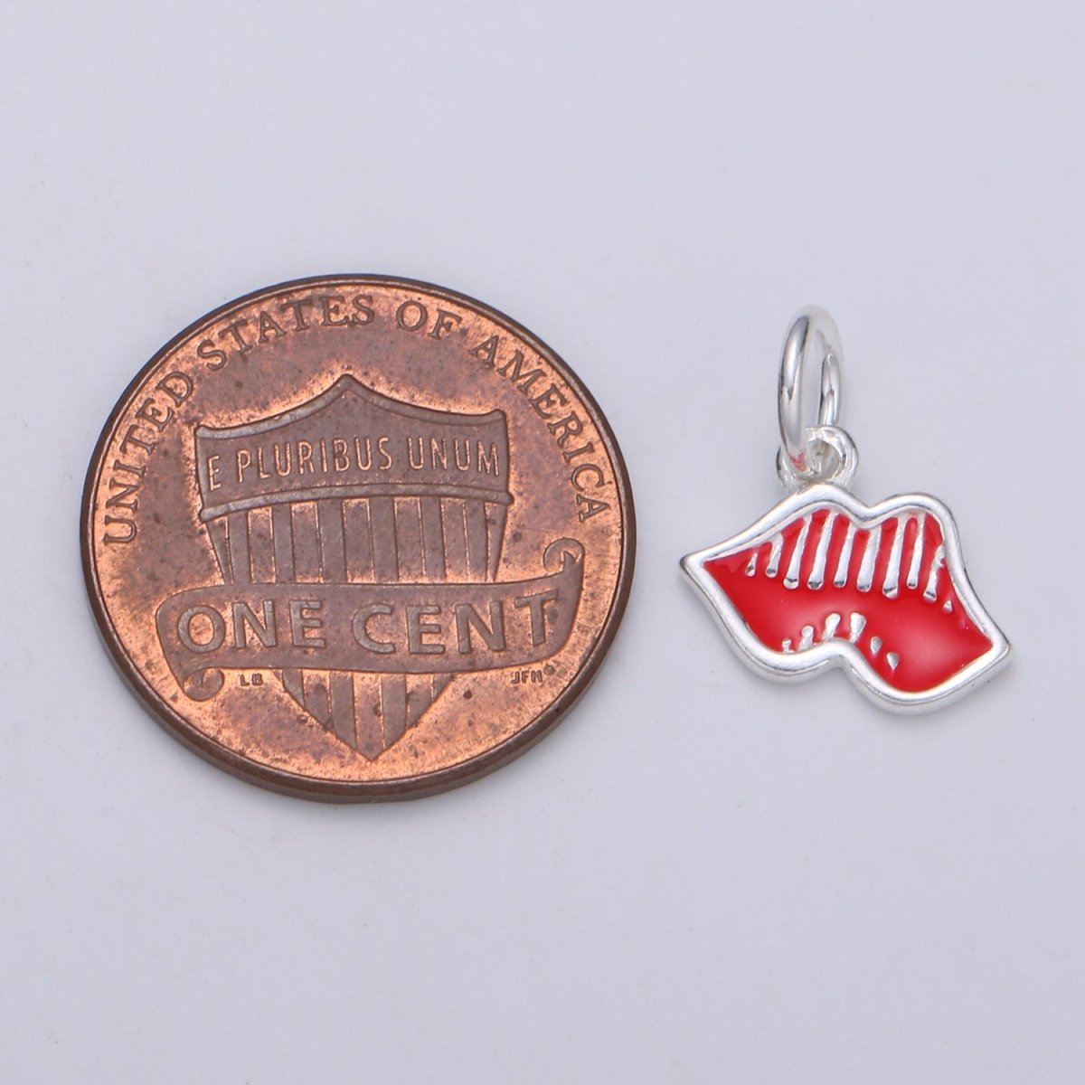 925 Sterling Silver Red Hot Lips Flower Charm, Lip Charm Silver Mouth Charm for Necklace Bracelet Earring, Makeup Charm SL-053
