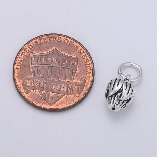 925 Sterling Silver Rose Bud Charm, Floral Charm Silver Black Rose Charm for Necklace Bracelet Earring, Flower Bud Charm SL-180