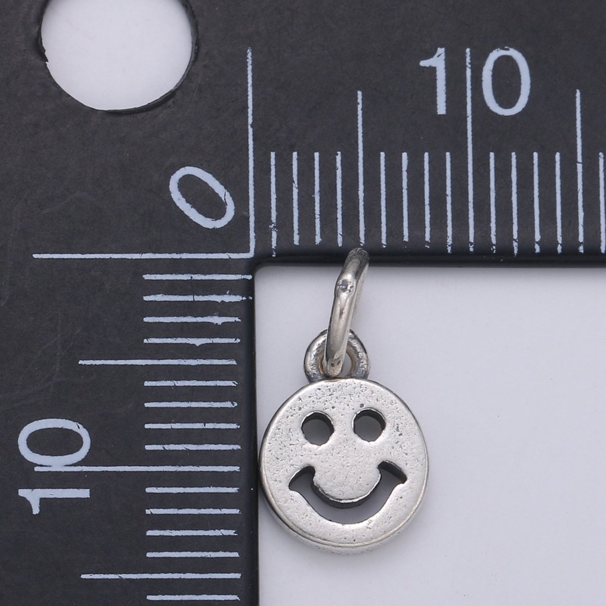 925 Sterling Silver Small Happy Face Charm, Message Charm Silver Happy Face Charm for Necklace Bracelet Earring, Happy Charm SL-148