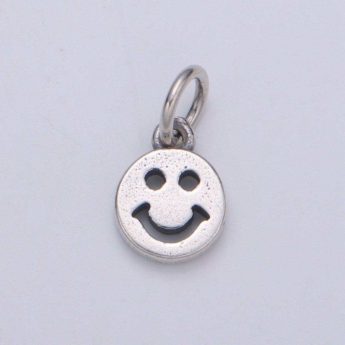 925 Sterling Silver Small Happy Face Charm, Message Charm Silver Happy Face Charm for Necklace Bracelet Earring, Happy Charm SL-148