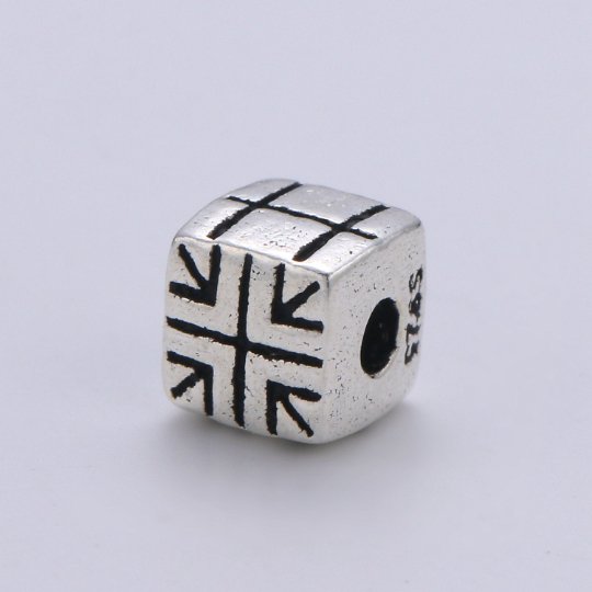 925 Sterling Silver Square Arrow  Bead, Cube Bead Silver Arrow Bead for Necklace Bracelet Earring, Bracelet Bead spacer SL-215