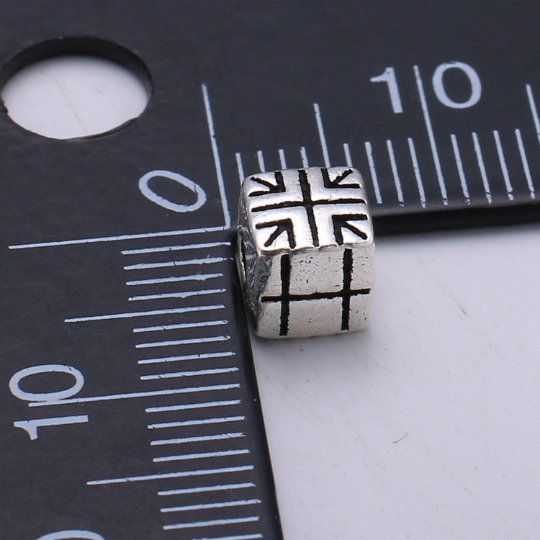 925 Sterling Silver Square Arrow  Bead, Cube Bead Silver Arrow Bead for Necklace Bracelet Earring, Bracelet Bead spacer SL-215