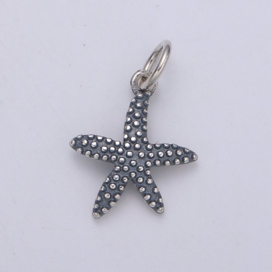 925 Sterling Silver Starfish Charm, Animal Charm Silver Star Fish Charm for Necklace Bracelet Earring, Beach Charm, SL-HJ-154
