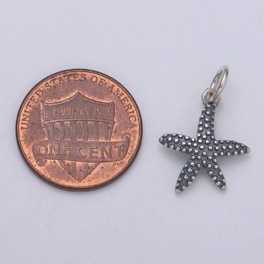 925 Sterling Silver Starfish Charm, Animal Charm Silver Star Fish Charm for Necklace Bracelet Earring, Beach Charm, SL-HJ-154