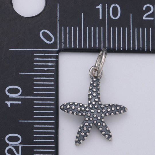 925 Sterling Silver Starfish Charm, Animal Charm Silver Star Fish Charm for Necklace Bracelet Earring, Beach Charm, SL-HJ-154